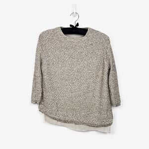 Zara Knit Sequin Asymmetric Sweater Small Layered Metallic Shimmer Soft Glam